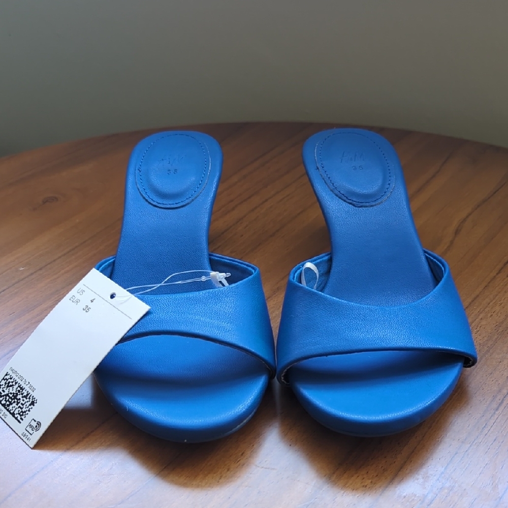 H&M Chic Blue Women's Open Toe Mules